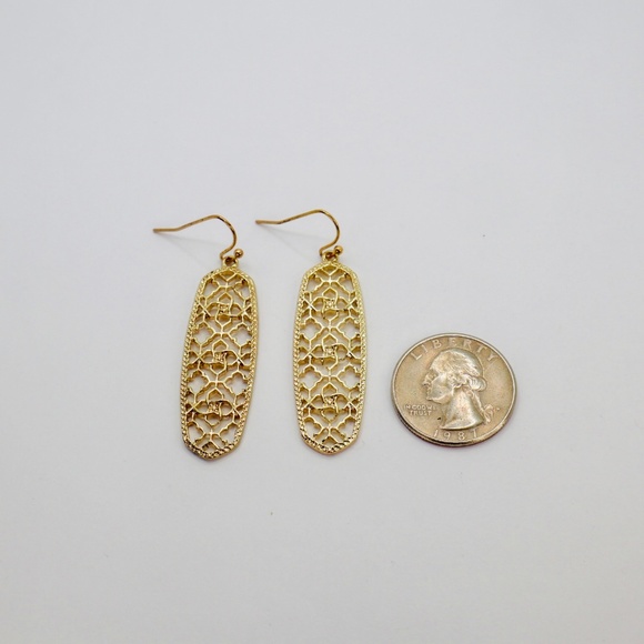 Gold Filigree Oval Earrings - Picture 2 of 2